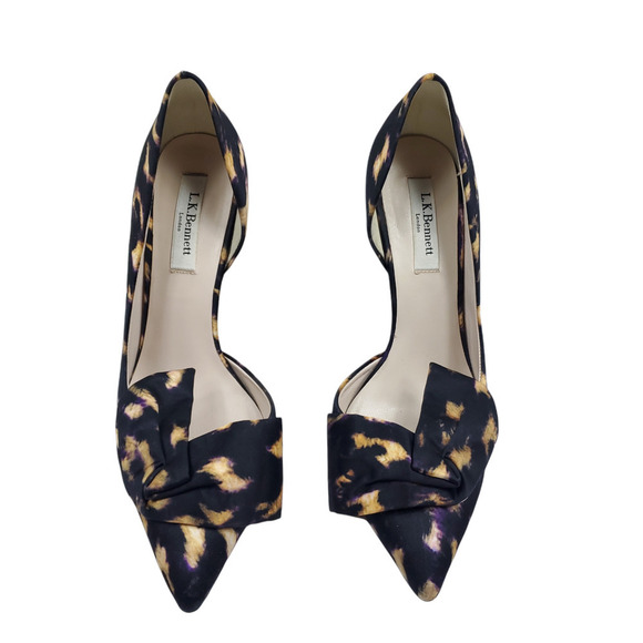 LK Bennett Black and Gold Patterned Heels - Picture 4 of 12